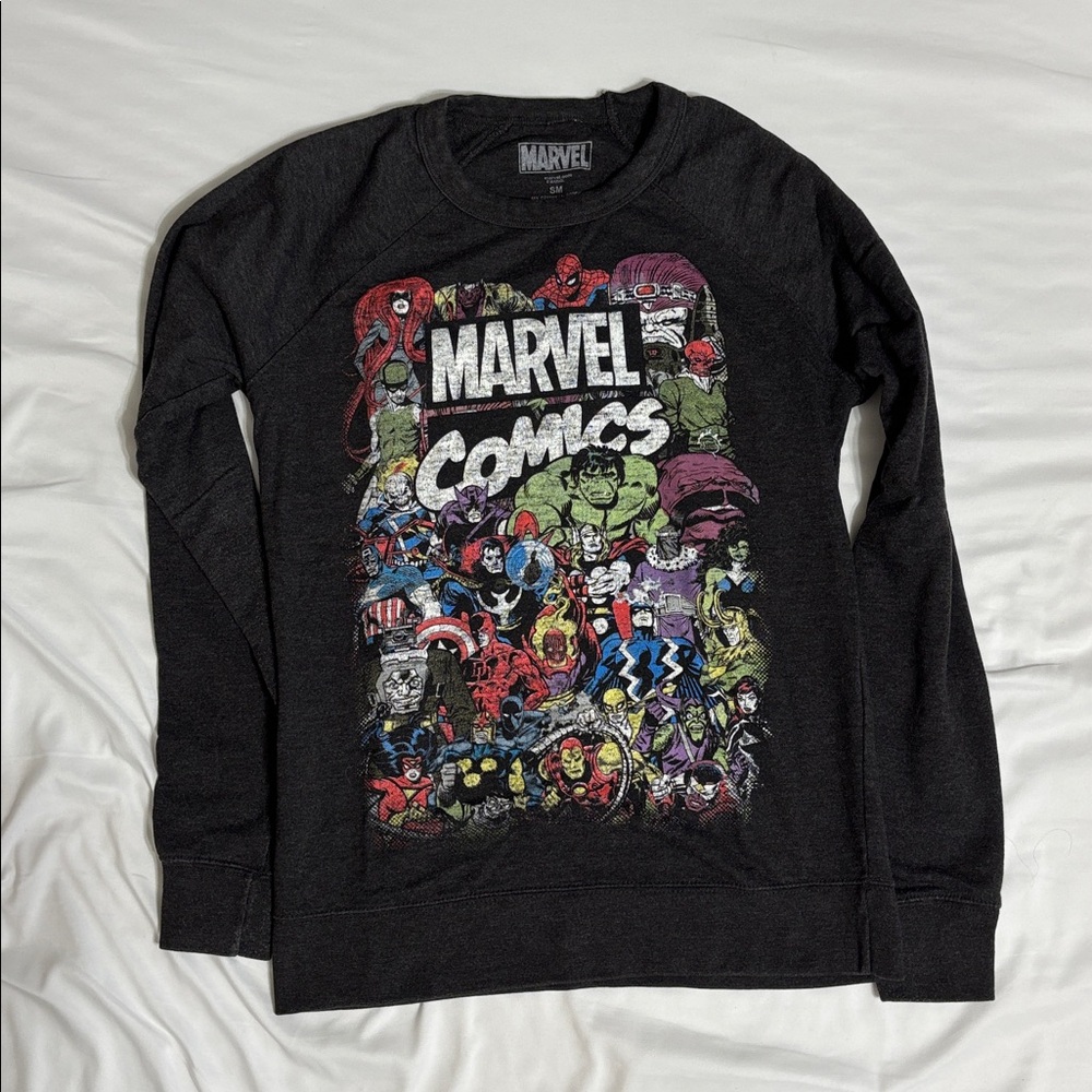 Marvel Black Graphic Sweatshirt with Colorful Characters